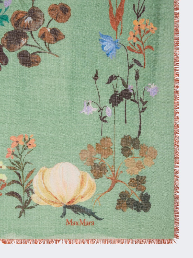 Wool and silk shawl - GREEN - 2
