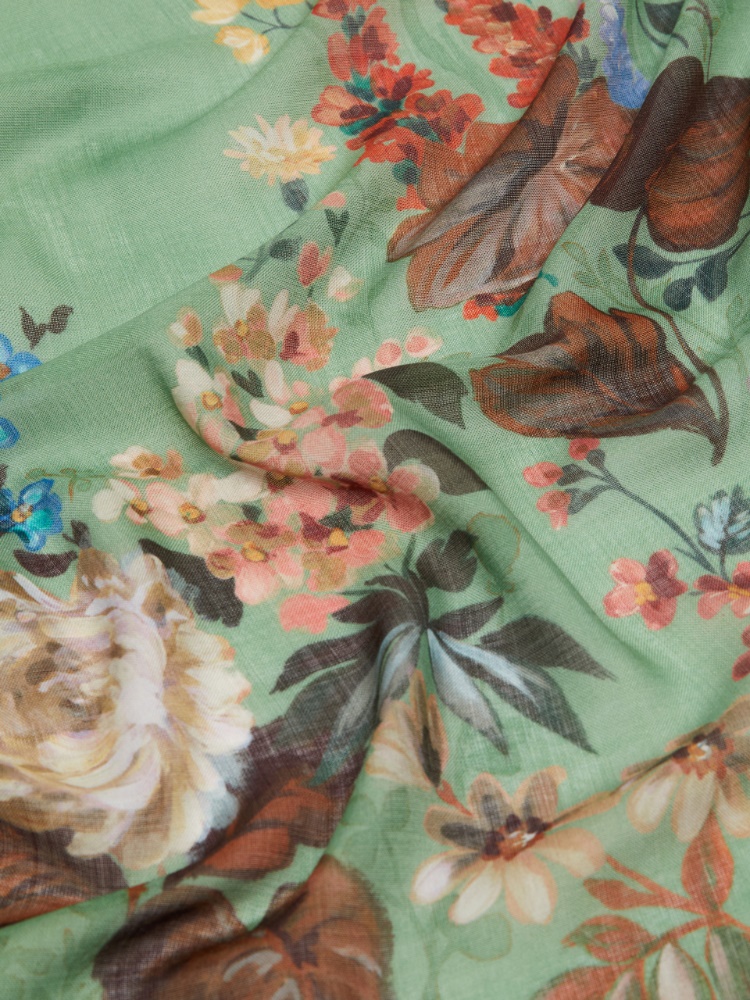 Wool and silk shawl - GREEN - 3