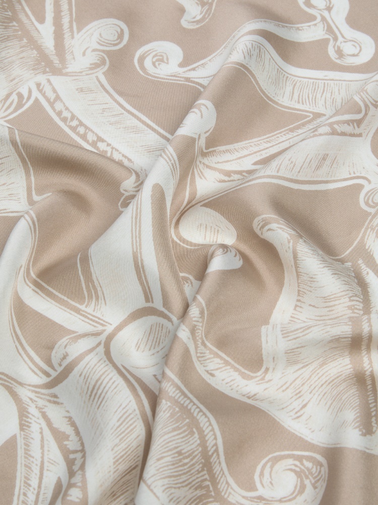 Printed silk twill oversized scarf - SAND - 3