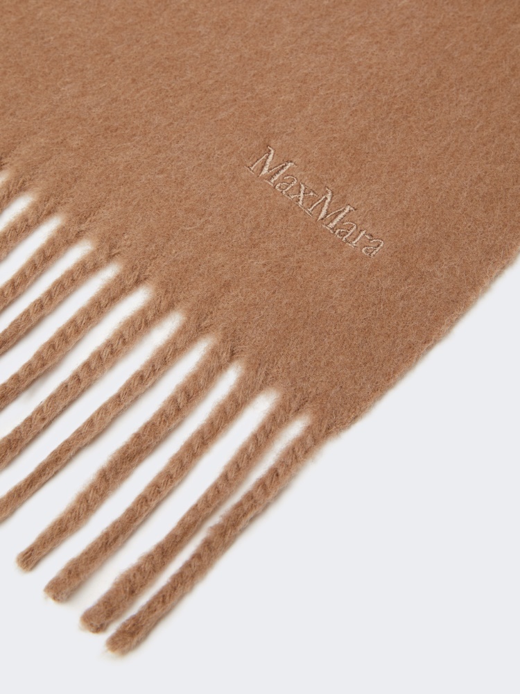Wool scarf with embroidery - CAMEL - 2