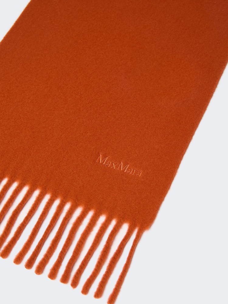 Wool scarf with embroidery - ORANGE - 2