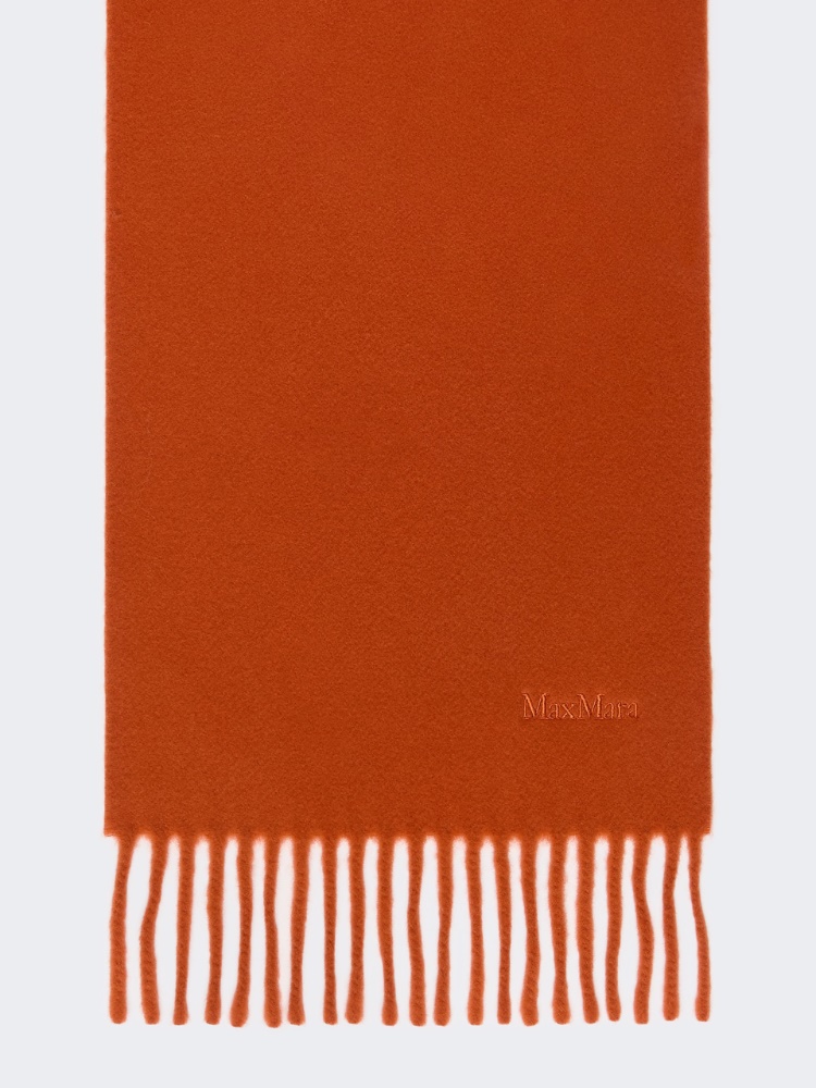 Wool scarf with embroidery - ORANGE
