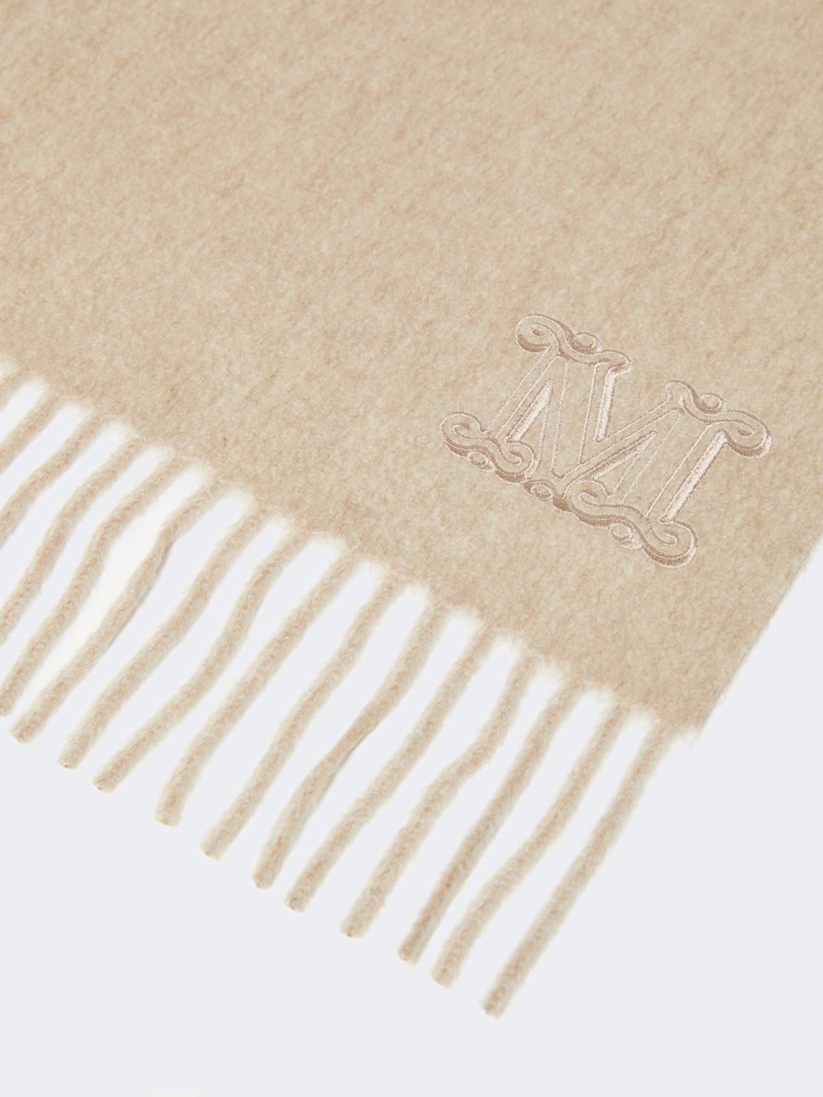Monogram-embroidered cashmere stole - BEIGE - 2