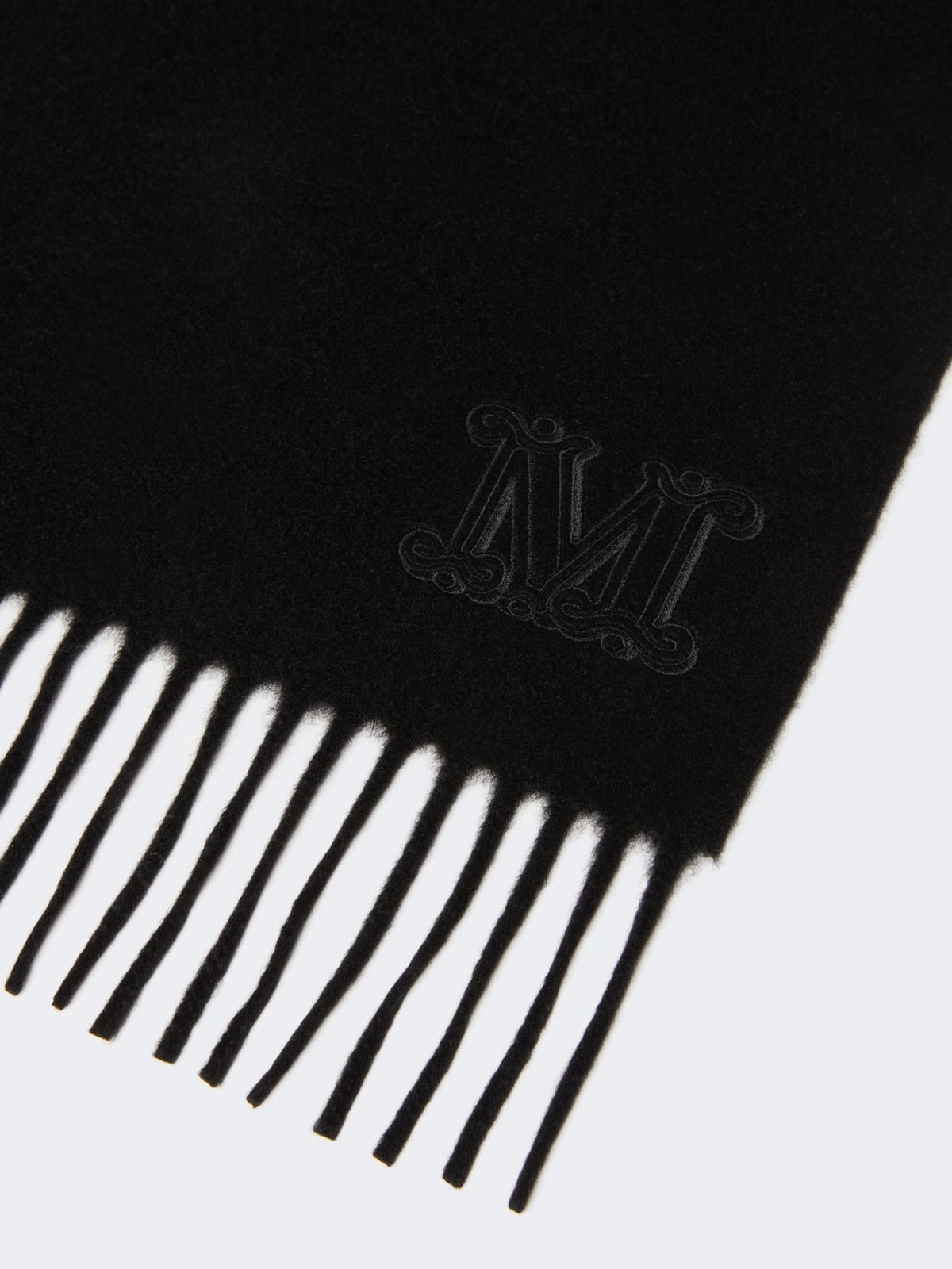 Monogram-embroidered cashmere stole - BLACK - 2