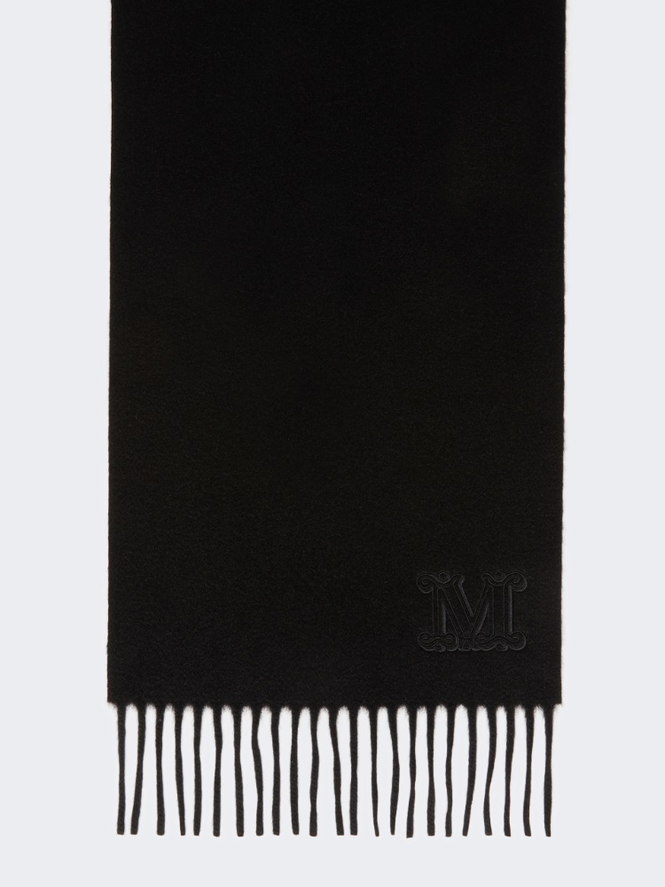 Monogram-embroidered cashmere stole - BLACK