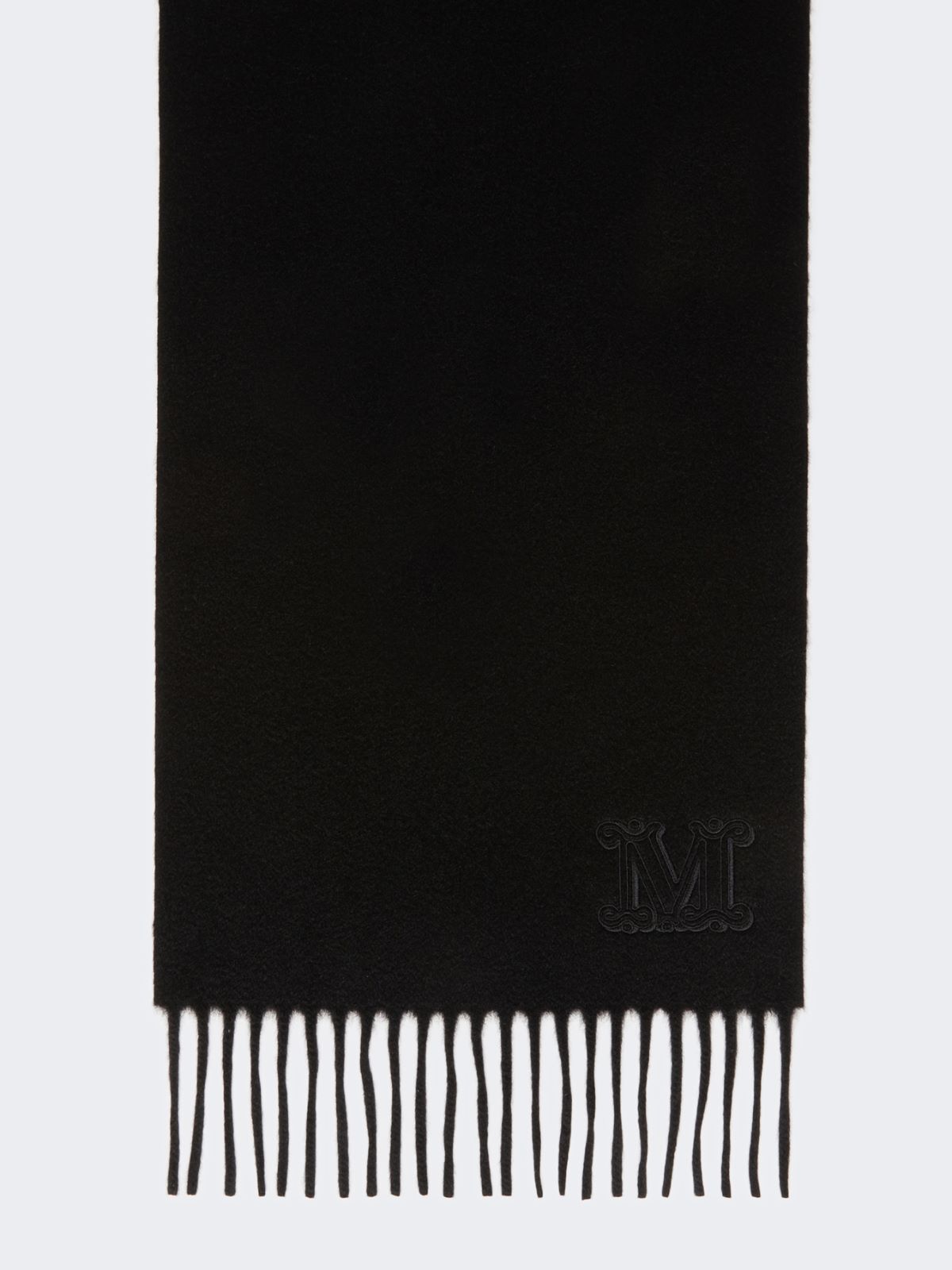Monogram-embroidered cashmere stole - BLACK