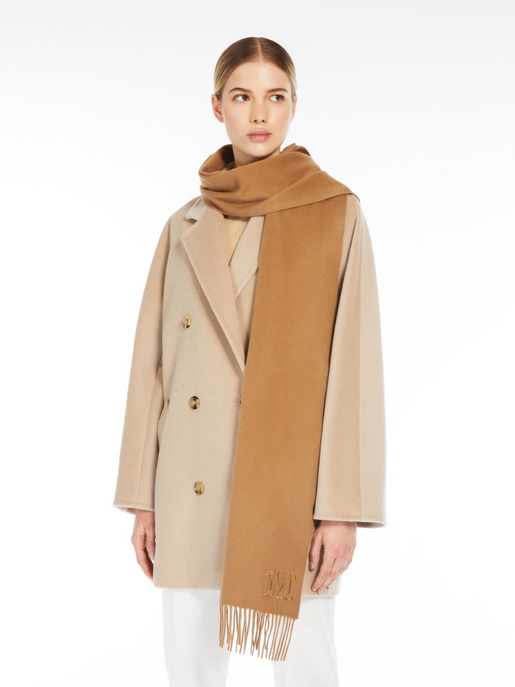 Cashmere stole with Monogram embroidery - BEIGE