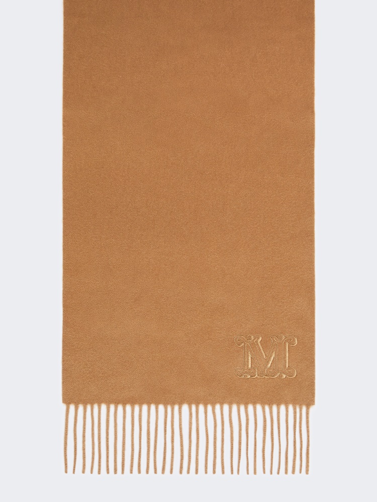 Monogram-embroidered cashmere stole - BEIGE