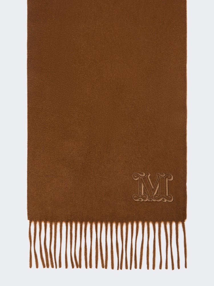 Cashmere stole with Monogram embroidery - HAZELNUT BROWN