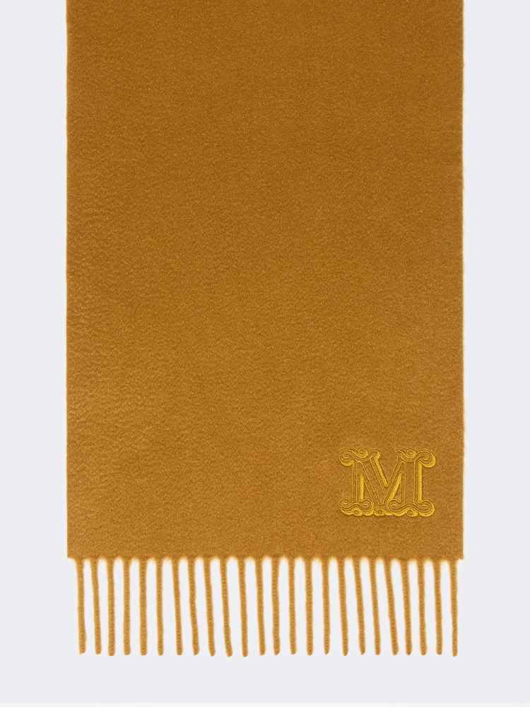 Cashmere stole with Monogram embroidery - MUSTARD