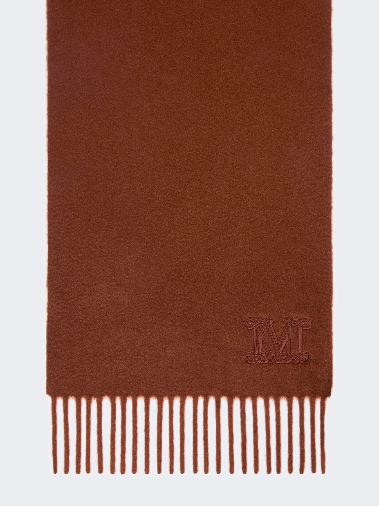 Cashmere stole with Monogram embroidery - RUST