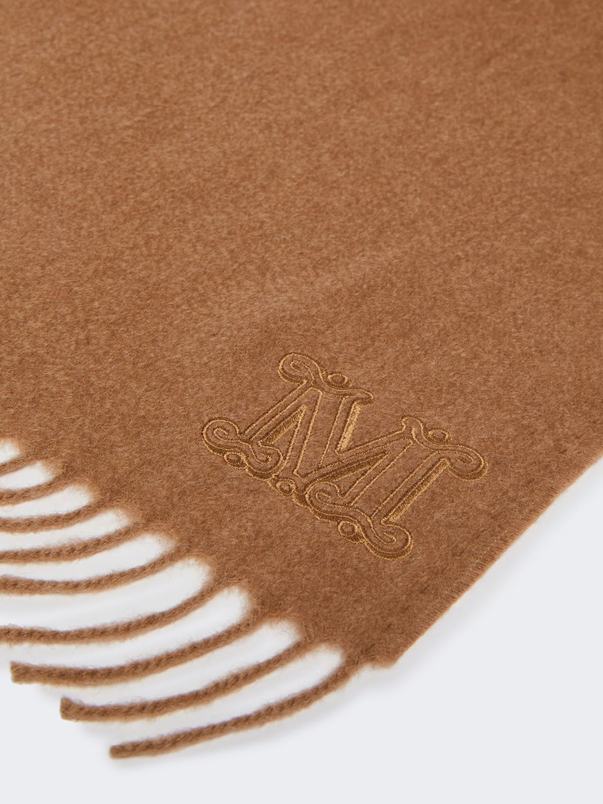 Monogram-embroidered camel stole - CAMEL - 2