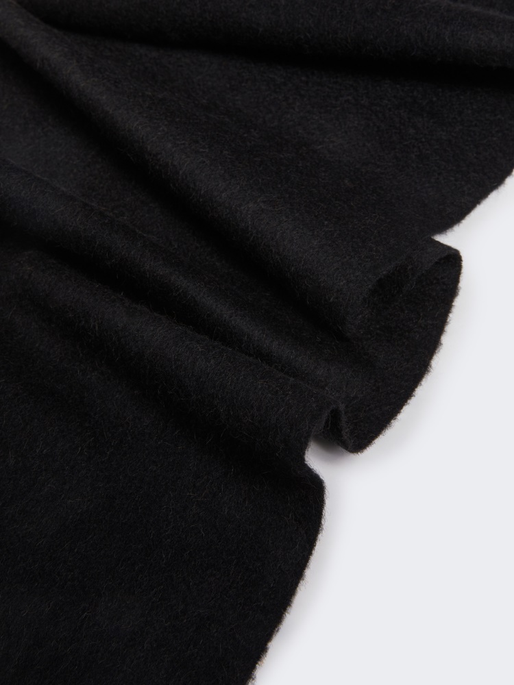 Monogram-embroidered camel stole - BLACK - 3