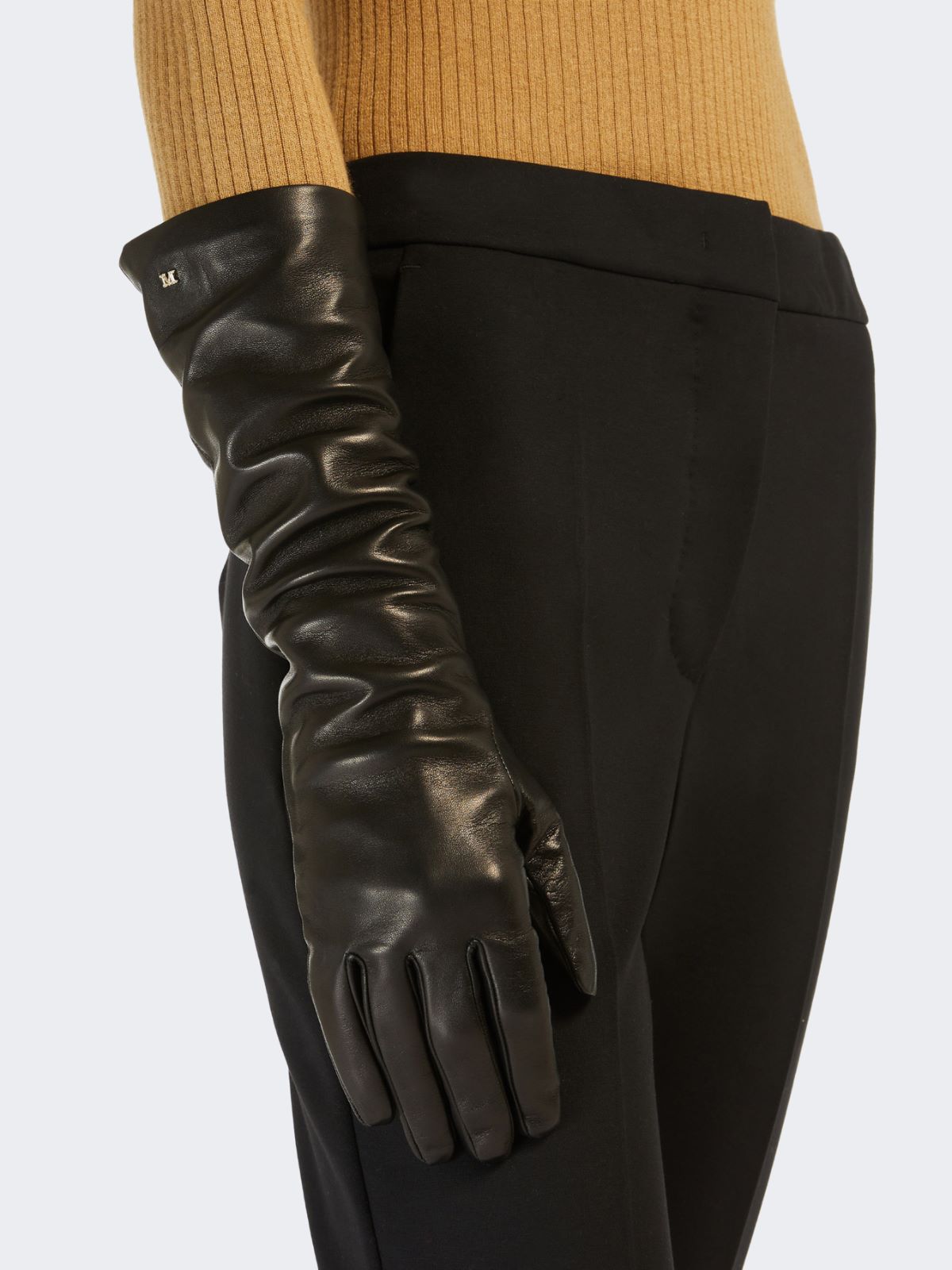 Long nappa-leather gloves + BLACK - Max Mara
