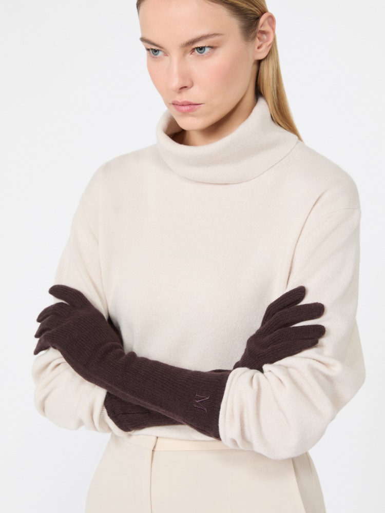 Long cashmere gloves - BROWN