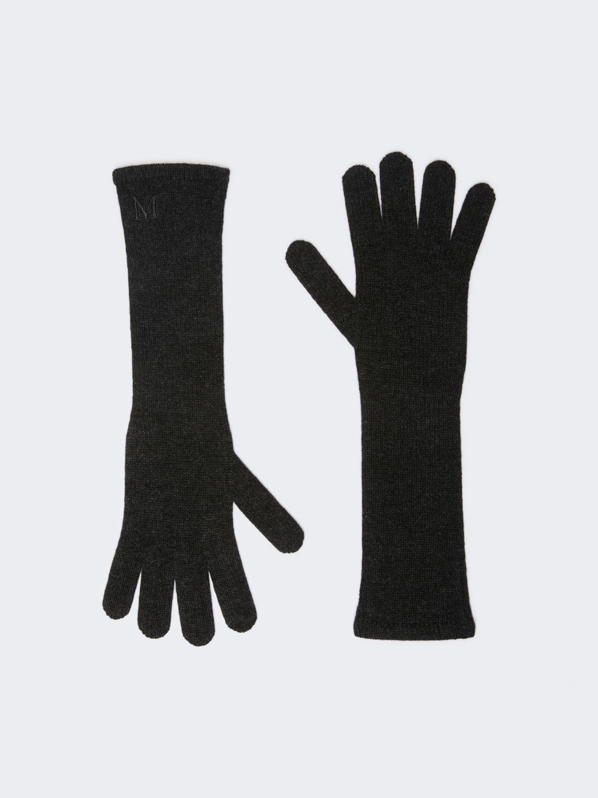 Max Mara Long Cashmere Gloves In Medium Grey