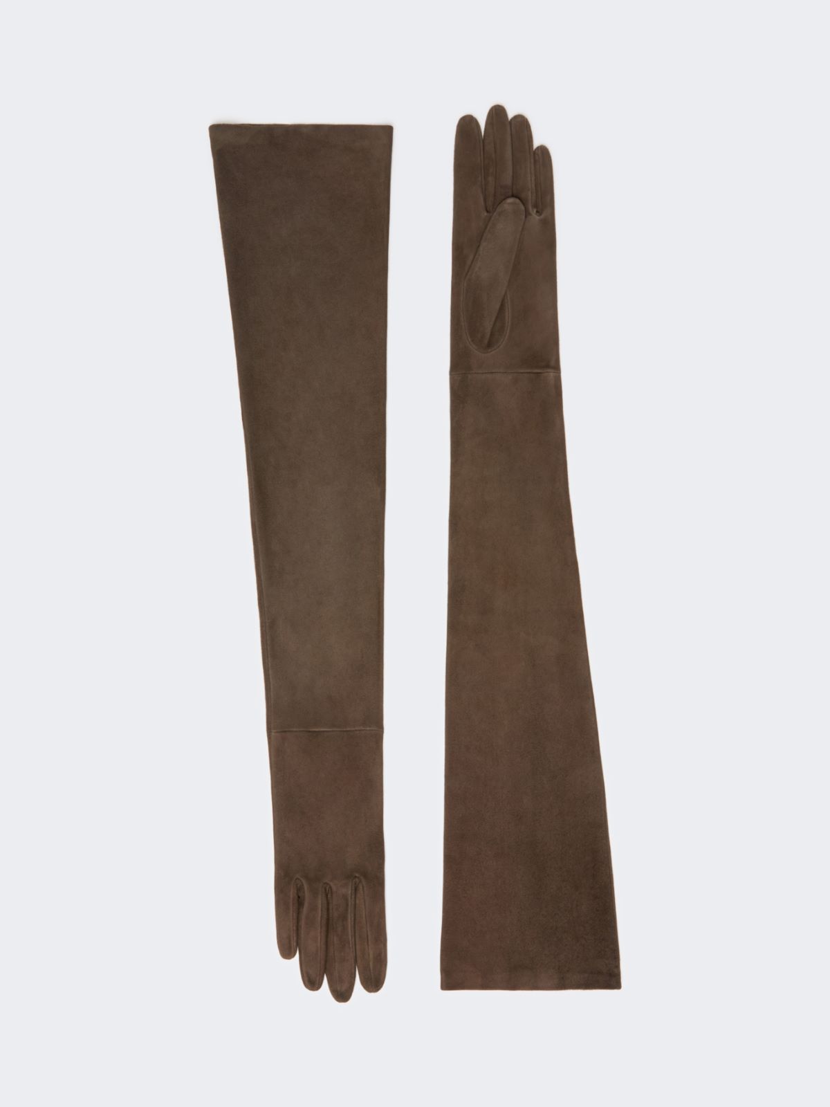 Gants longs en cuir suédé - BRUN FONCE - Max Mara