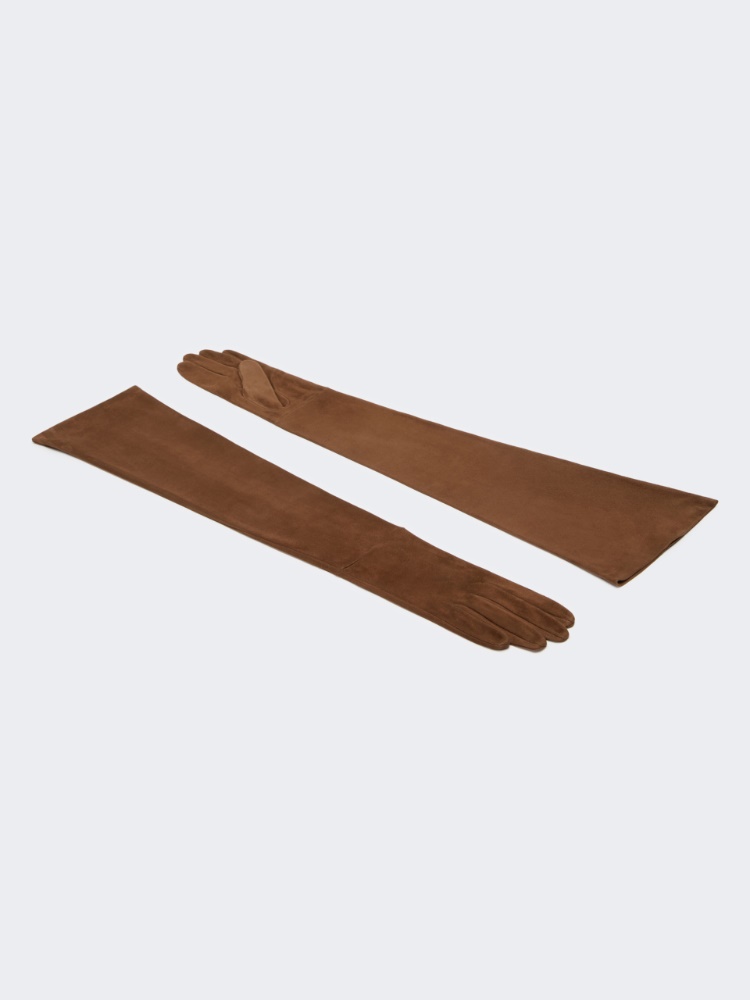 Gants longs en cuir suédé - BRUN - Max Mara - 2