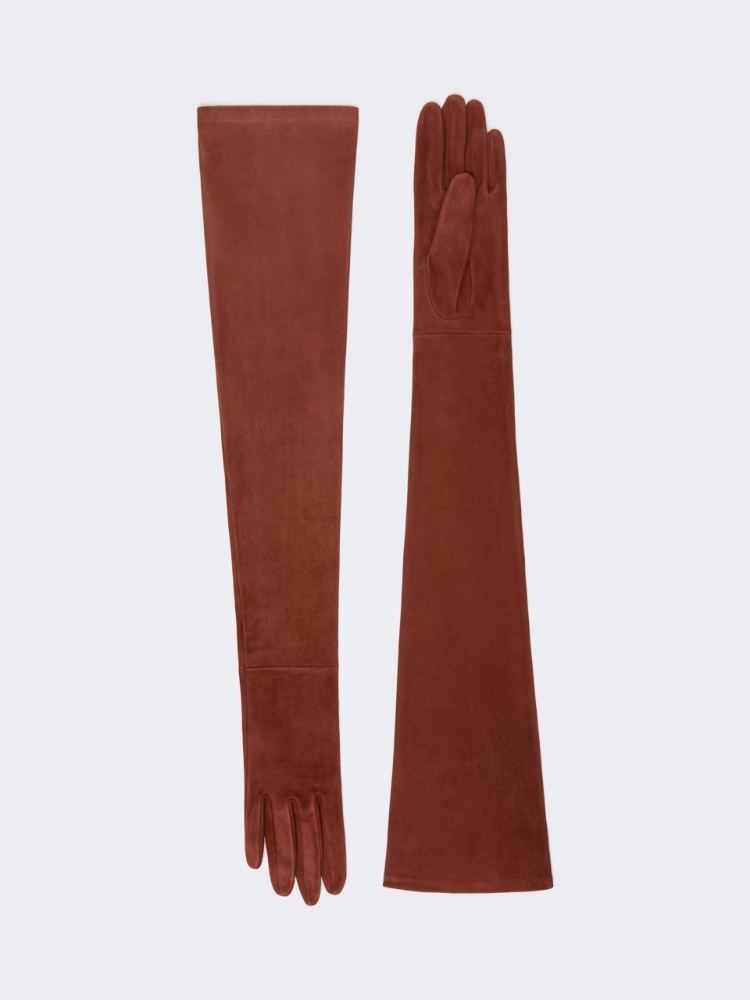 Long suede gloves - TERRA COTTA
