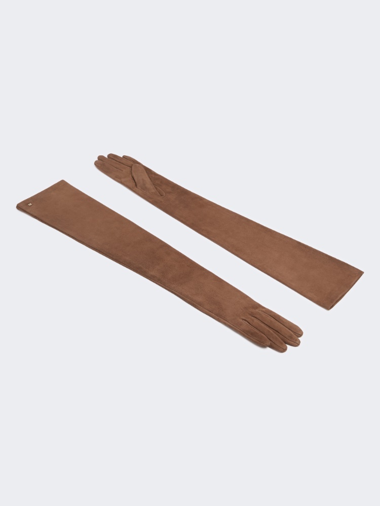 Extra-long suede gloves - BROWN - Max Mara - 2
