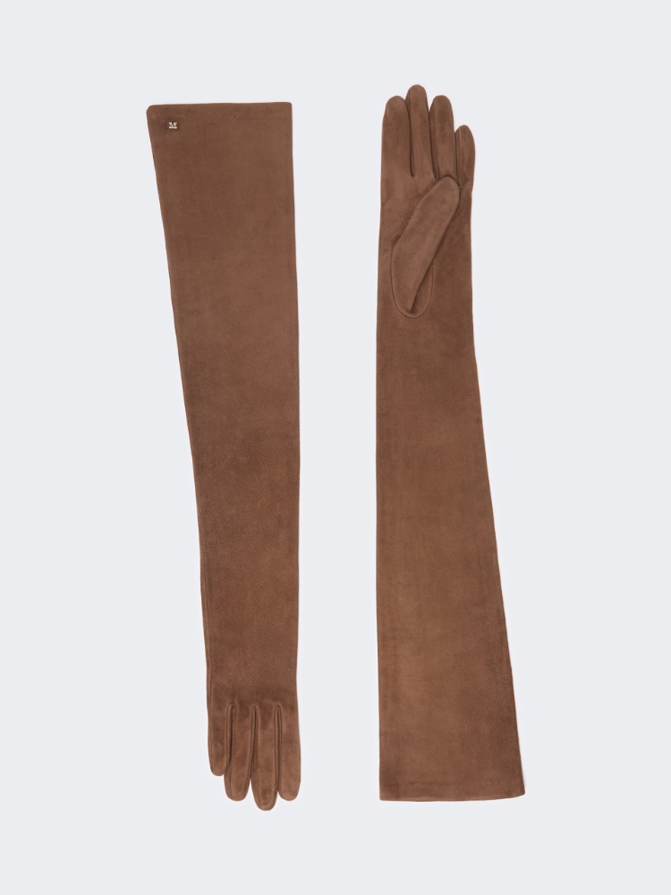 Extra-long suede gloves - BROWN - Max Mara