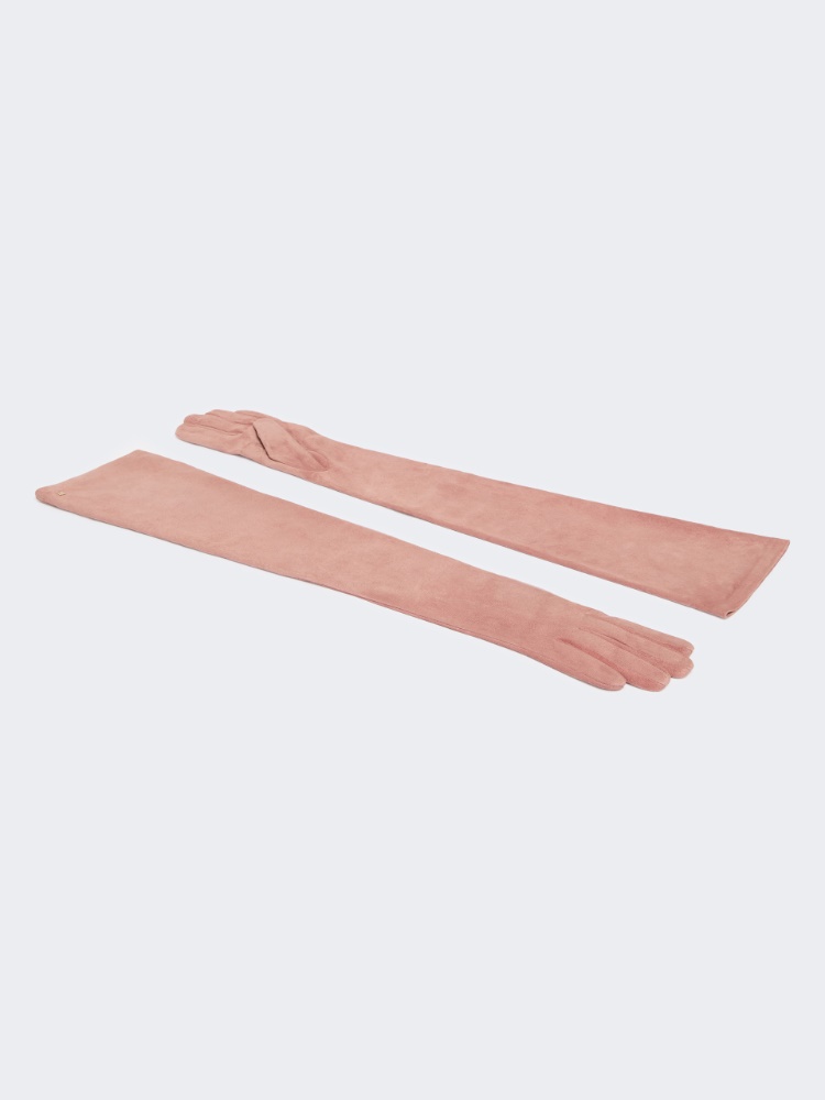 Extra-long suede gloves - PINK - Max Mara - 2