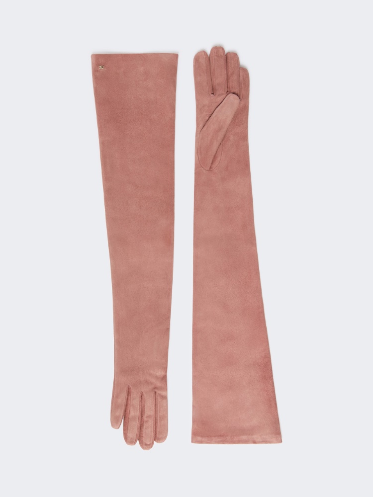 Extra-long suede gloves - PINK