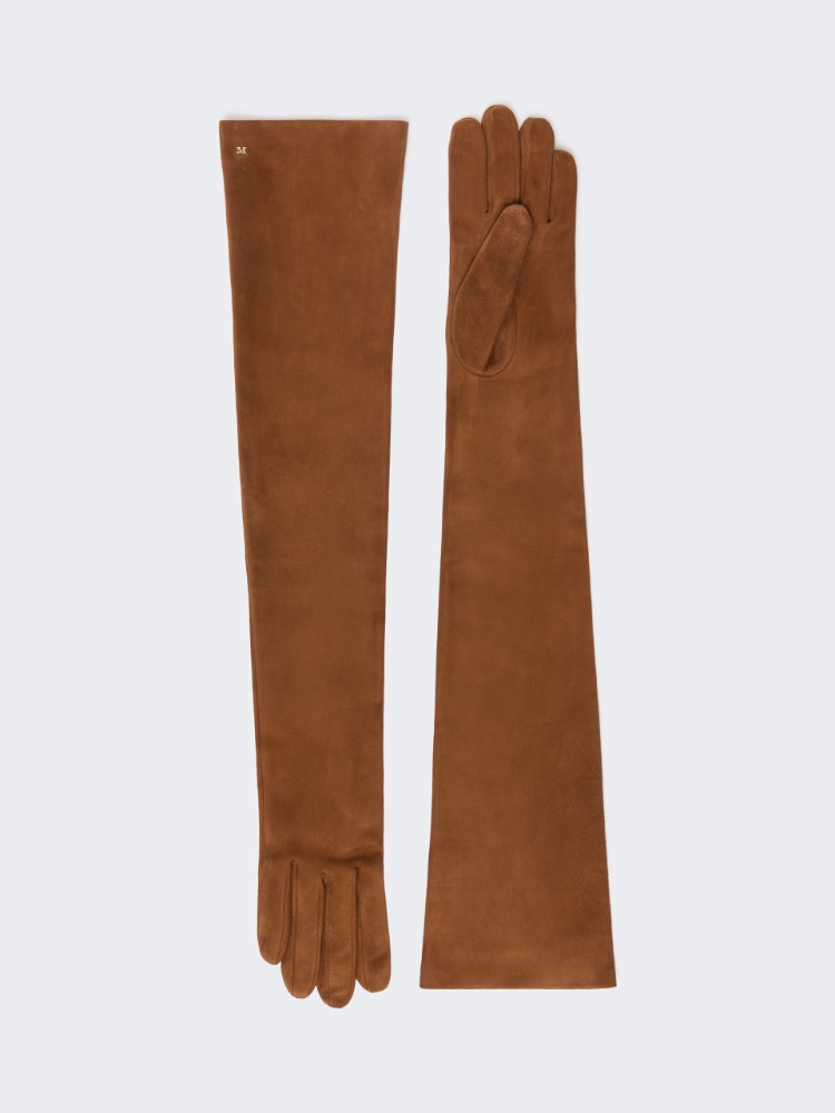Extra-long suede gloves - ORANGE