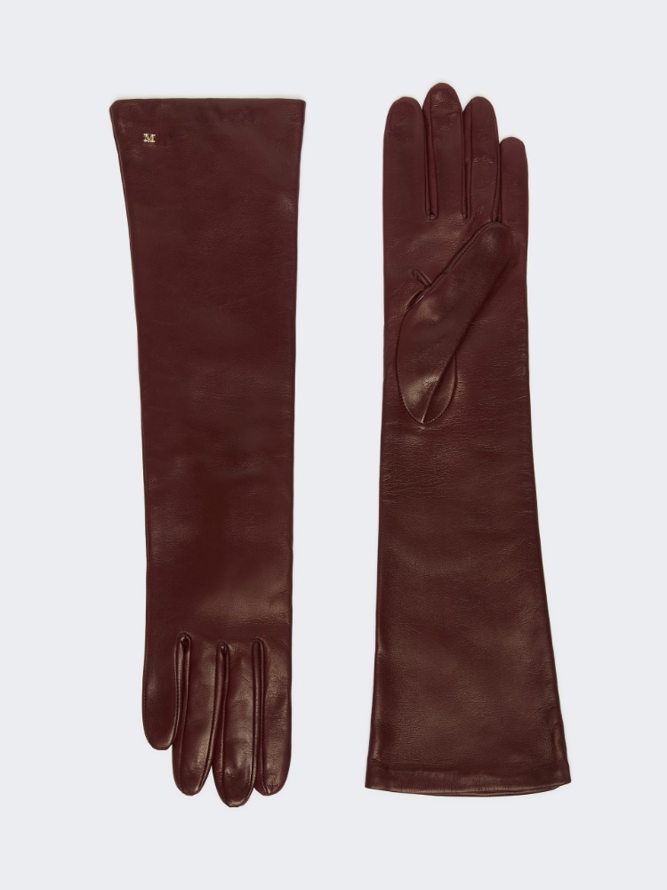 Long nappa-leather gloves - BORDEAUX