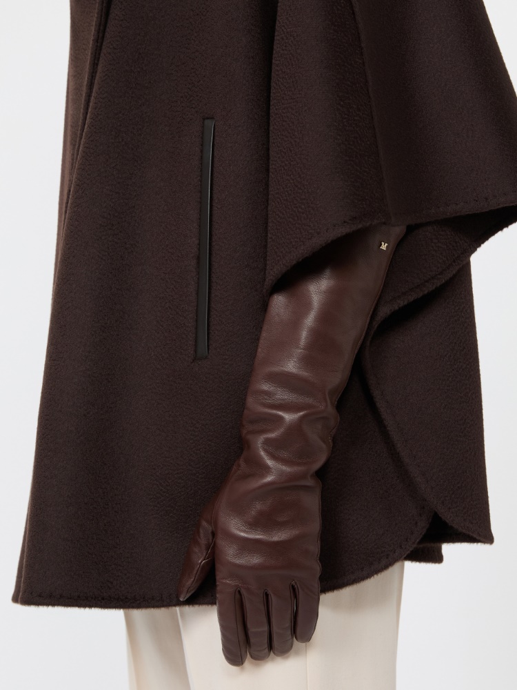 Long nappa-leather gloves - DARK BROWN - Max Mara - 4