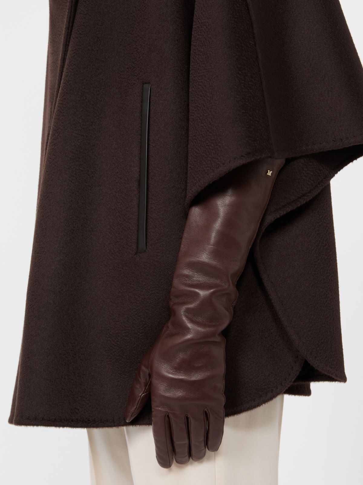 Long nappa-leather gloves + DARK BROWN - Max Mara