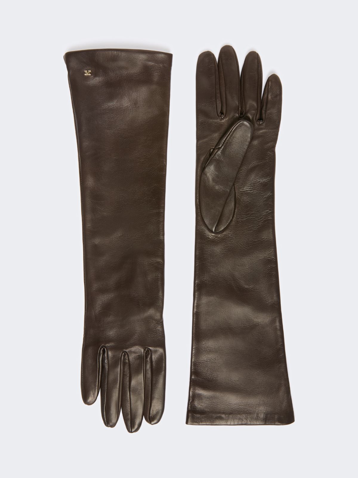 Long nappa-leather gloves - DARK BROWN - Max Mara