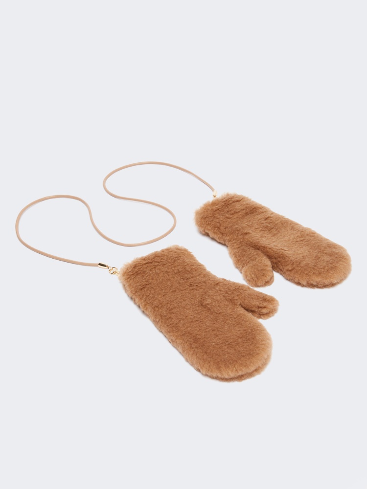 Teddy fabric mittens - CAMEL - 2