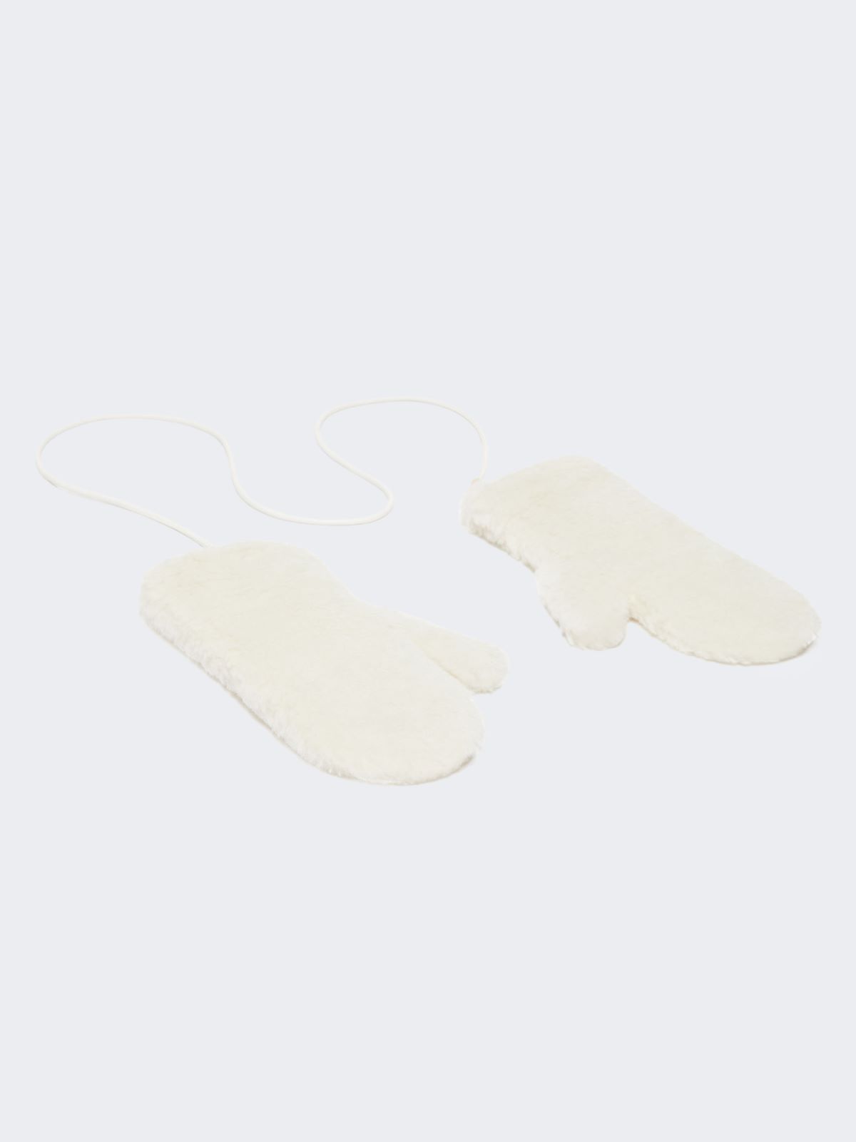 Mittens in alpaca and wool Teddy fabric - OPTICAL WHITE - 2