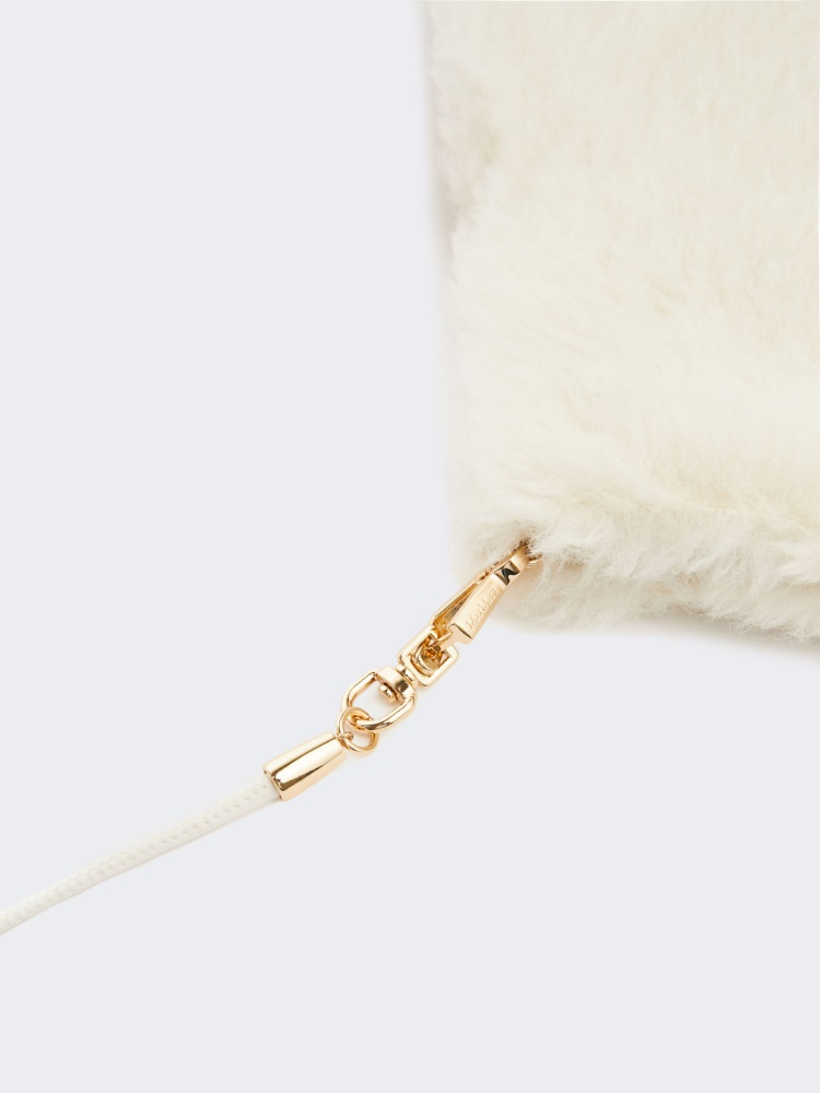 Mittens in alpaca and wool Teddy fabric - OPTICAL WHITE - 3