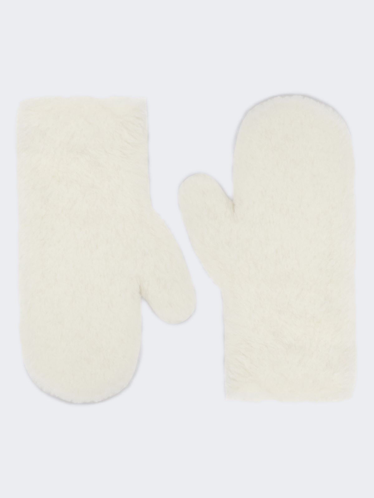 Mittens in alpaca and wool Teddy fabric - OPTICAL WHITE