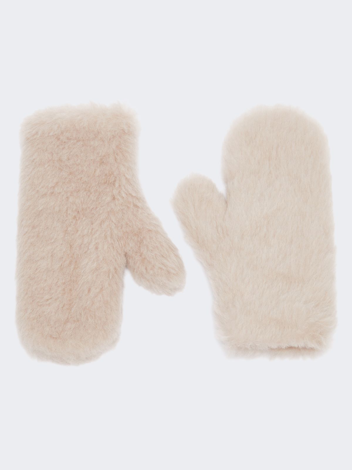 Mittens in alpaca and wool Teddy fabric - BEIGE
