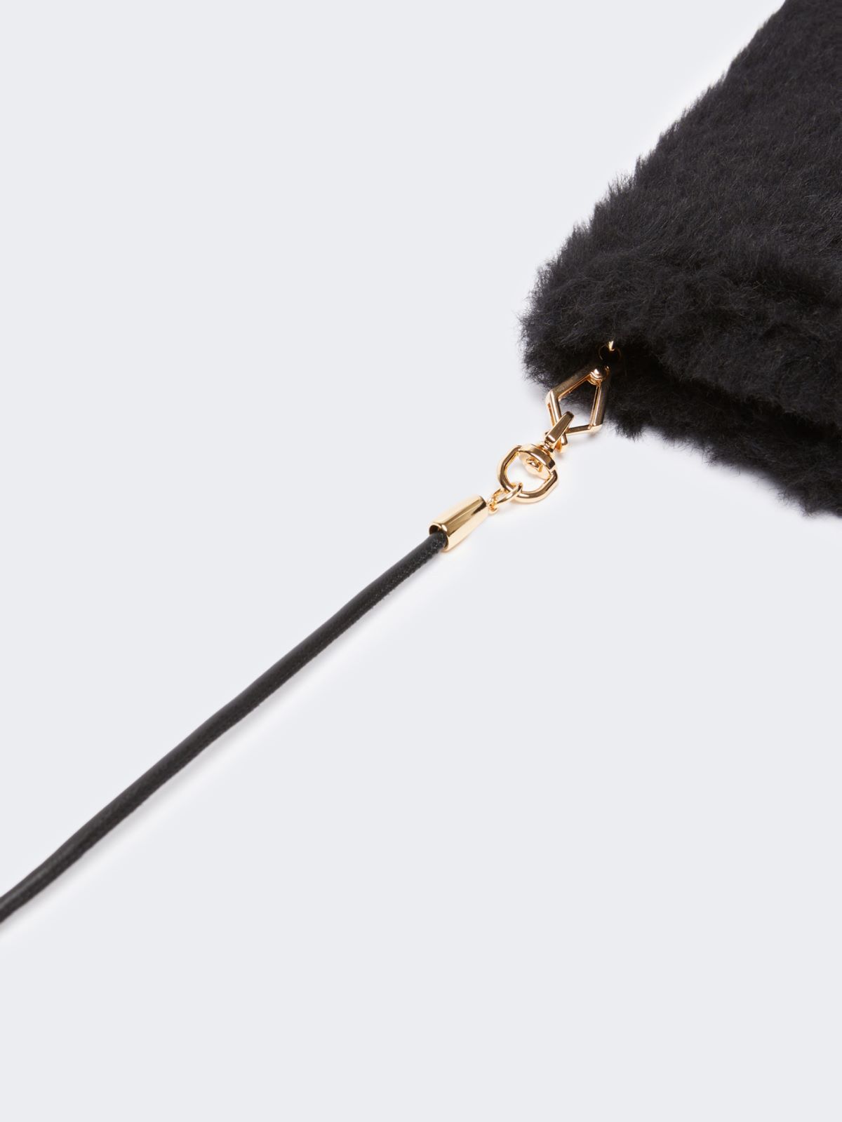 Mittens in alpaca and wool Teddy fabric - BLACK - 3