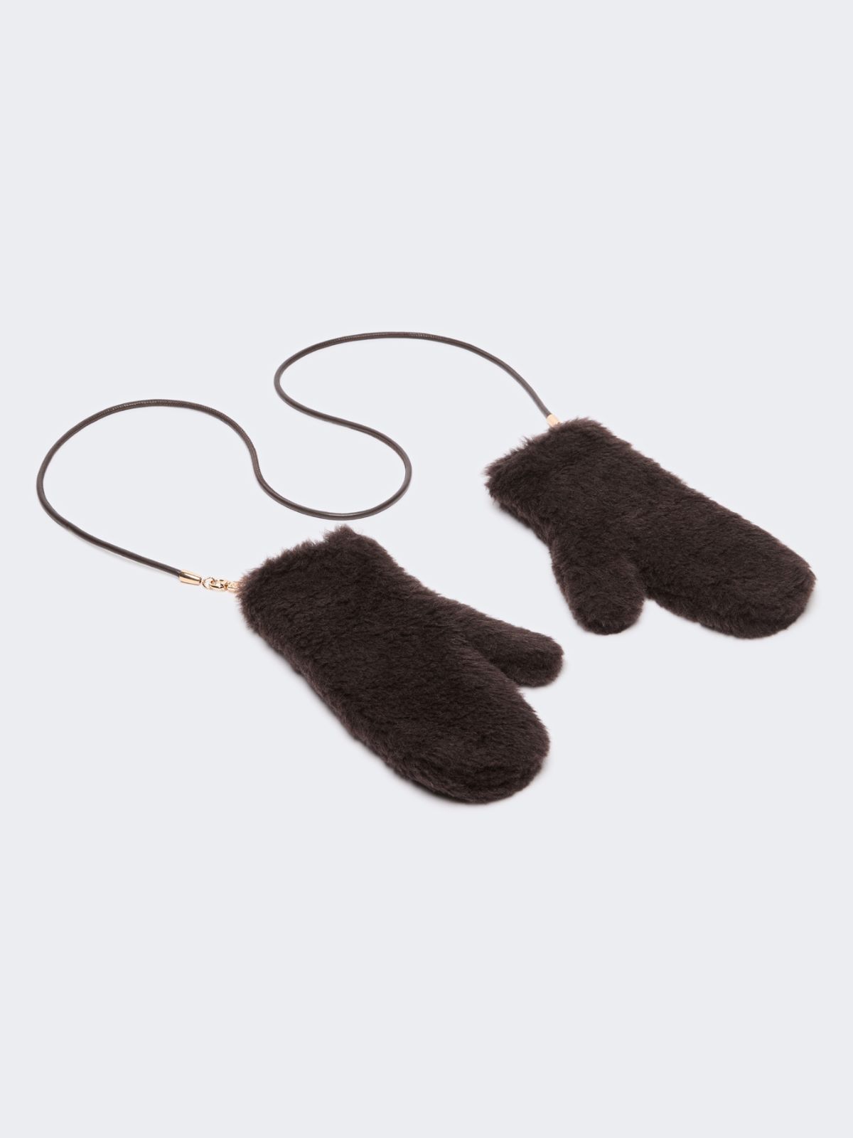 Alpaca and wool Teddy fabric mittens - BROWN - Max Mara - 2