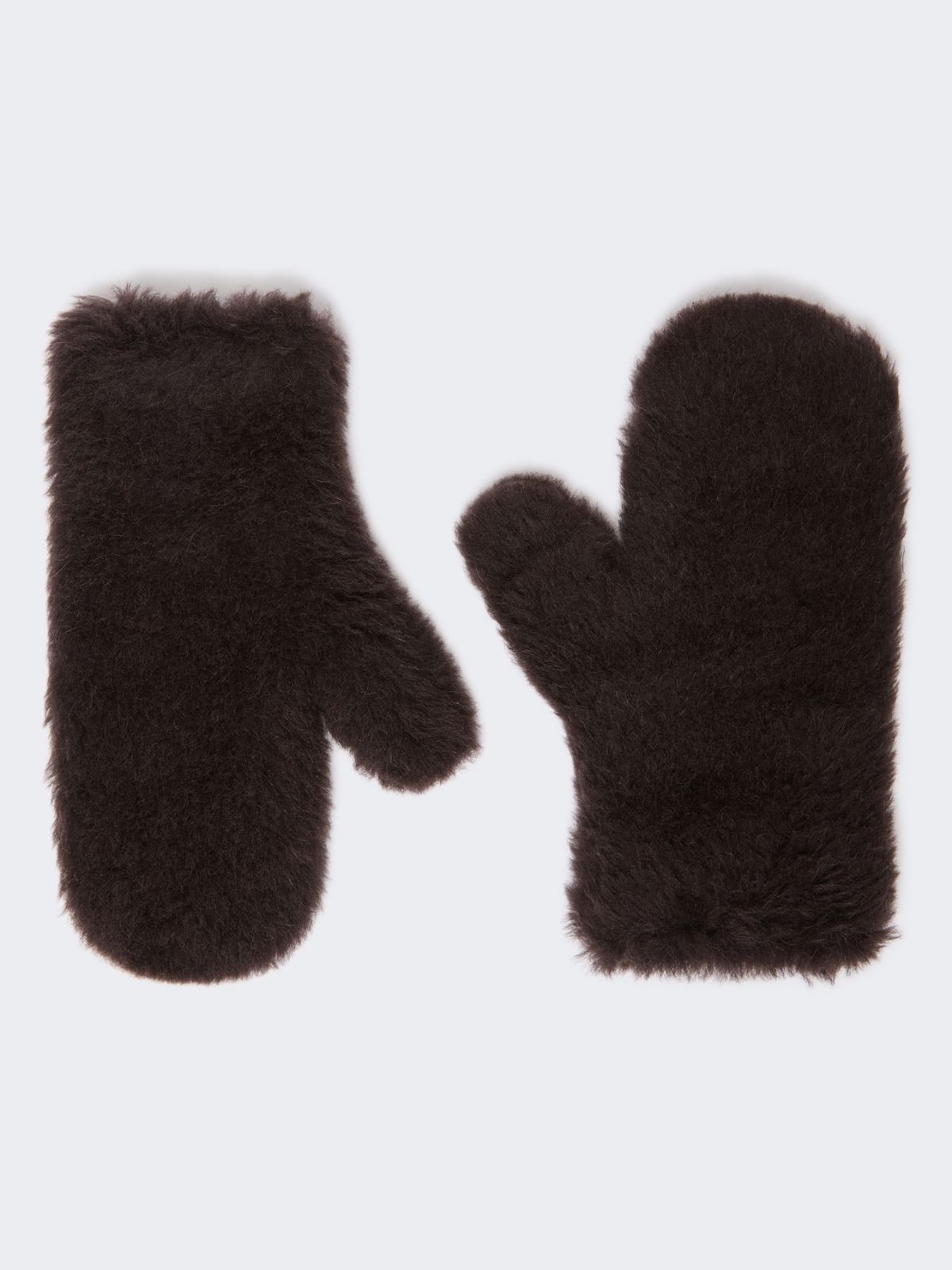 Alpaca and wool Teddy fabric mittens - BROWN - Max Mara