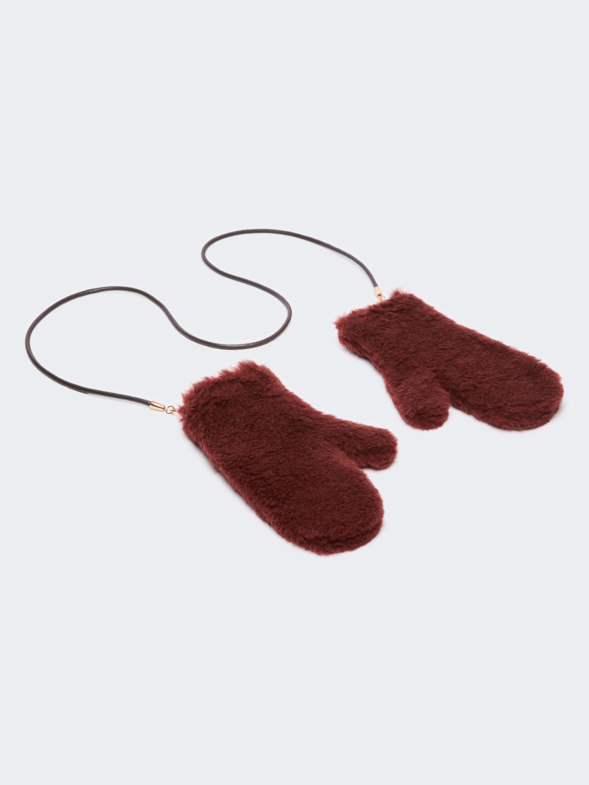Alpaca and wool Teddy fabric mittens - RUST - Max Mara - 2