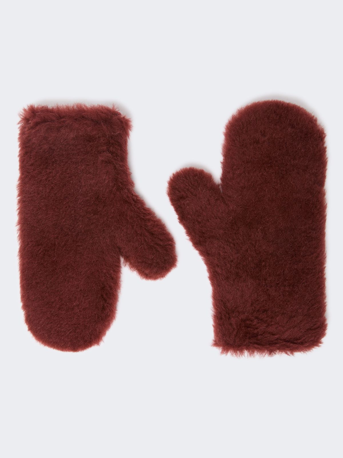 Alpaca and wool Teddy fabric mittens - RUST - Max Mara