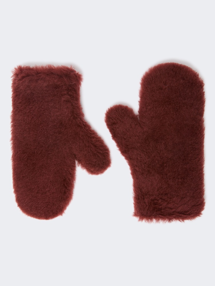 Alpaca and wool Teddy fabric mittens - RUST - Max Mara
