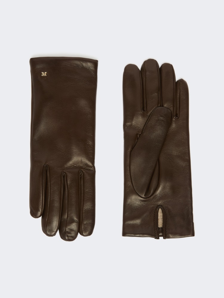 Short gloves in nappa leather - DARK BROWN