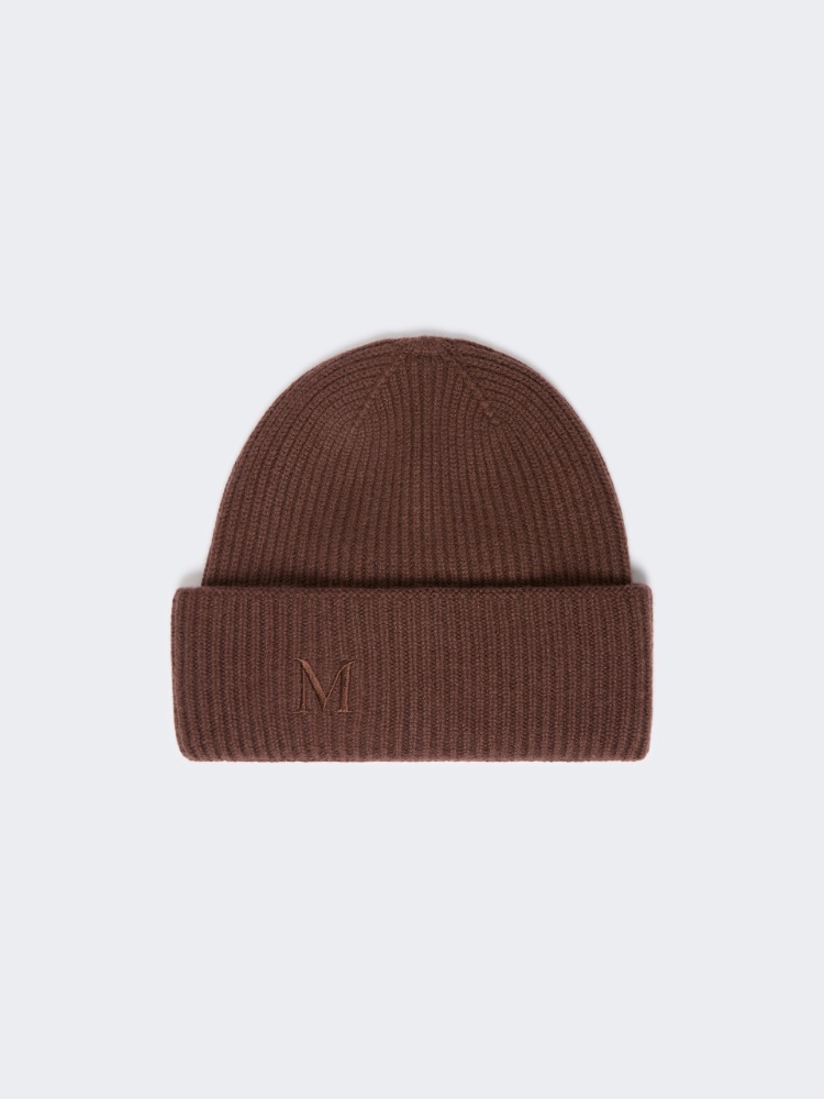 Ribbed cashmere beanie - RUST