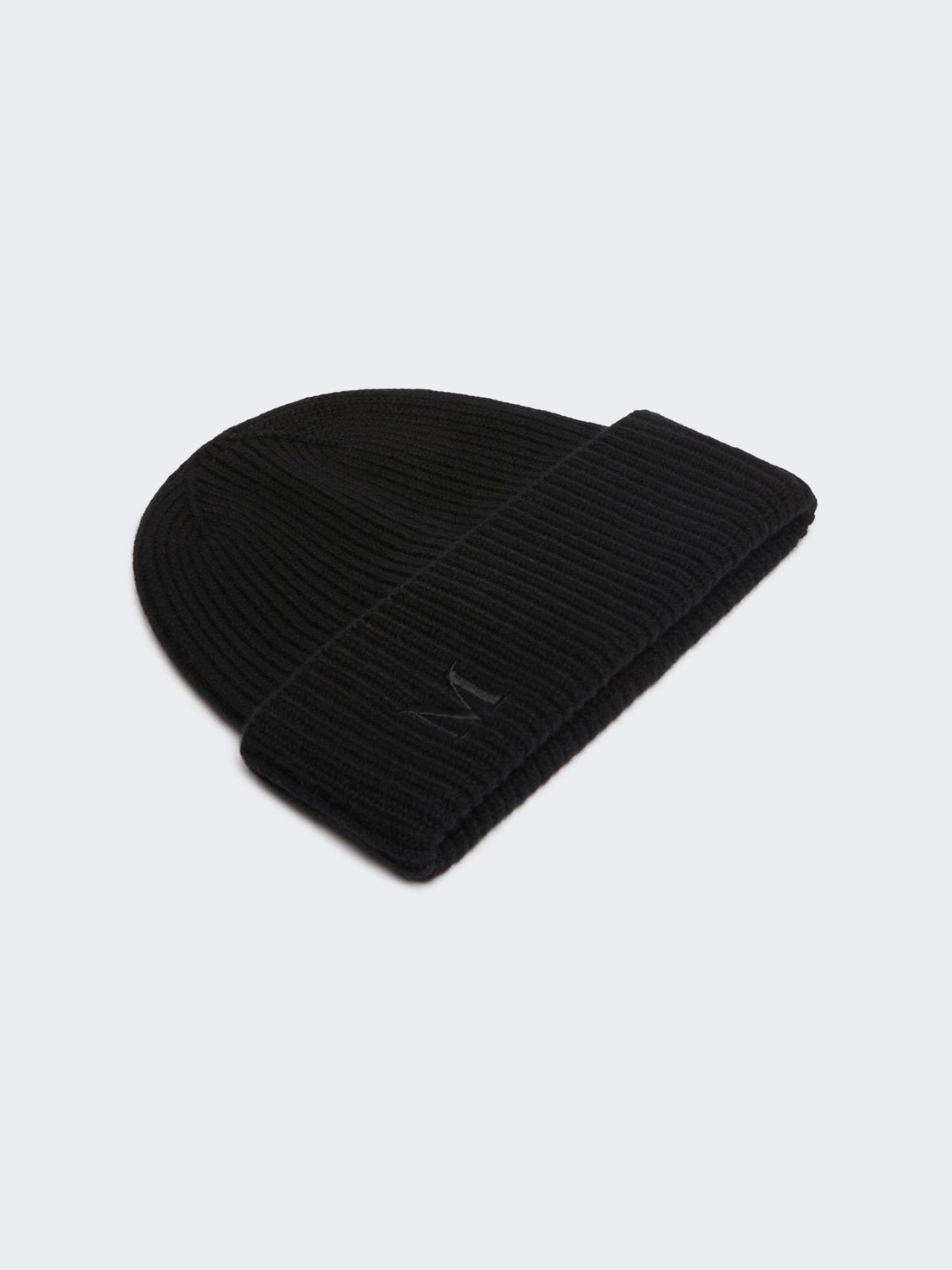 Rib-knit cashmere beanie hat - BLACK - 2