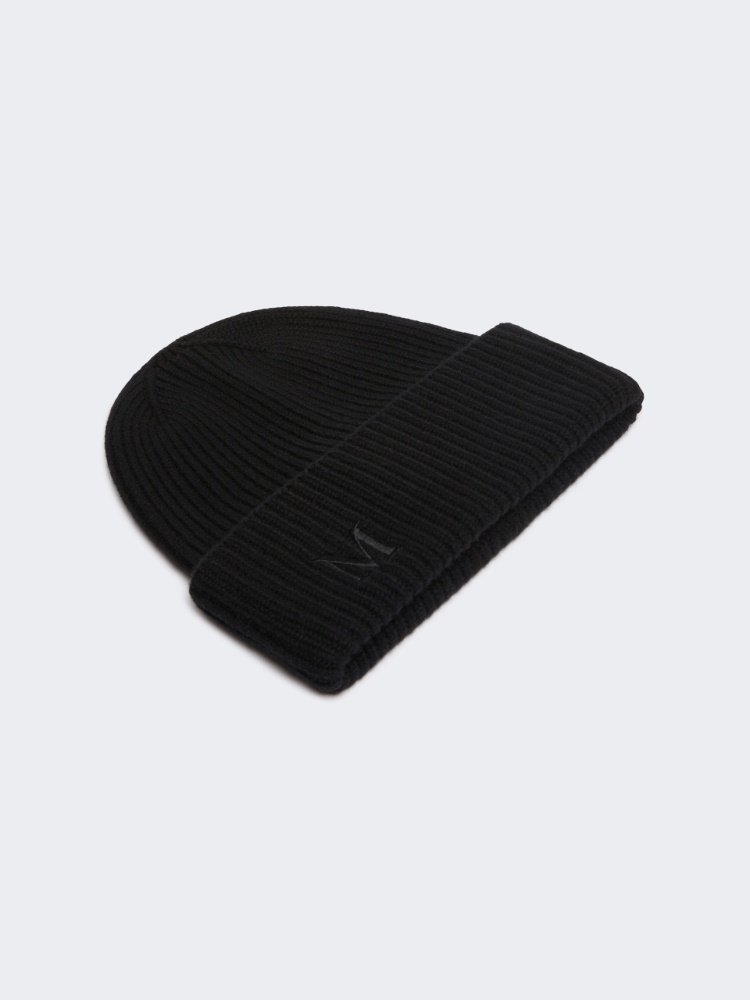 Rib-knit cashmere beanie hat - BLACK - 2