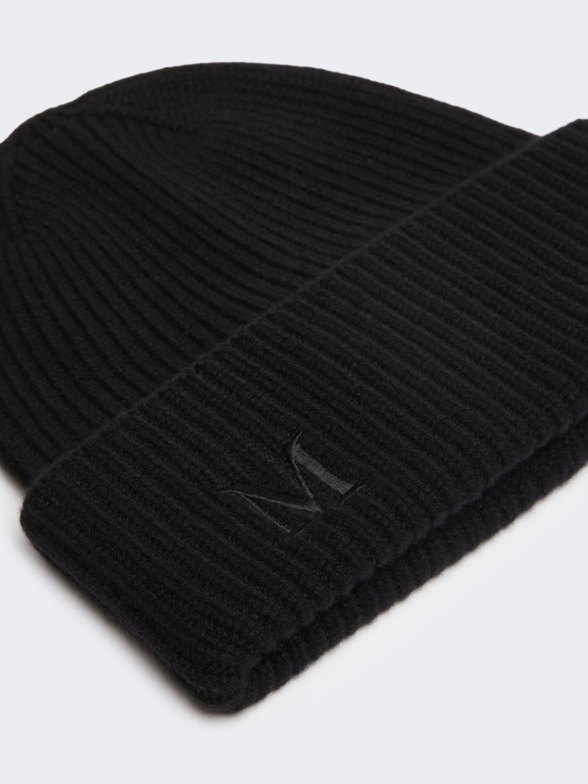 Rib-knit cashmere beanie hat - BLACK - 3