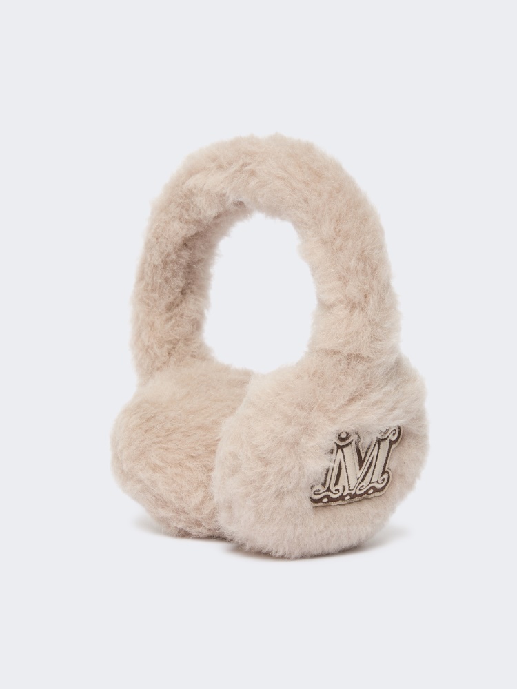 Ohrenschützer aus Teddy-Stoff aus Alpaka und Wolle - BEIGE