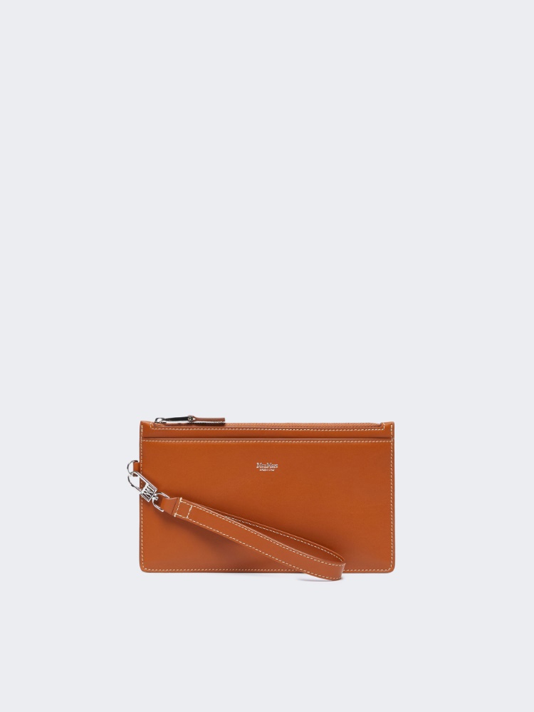 Wrist-strap leather pouch - RUST